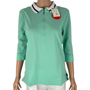 MclLHENNY Dry Goods Ladies 3/4 Sleeve 1/2 Zip Polo Shirt - Ladies M (WM646-15)